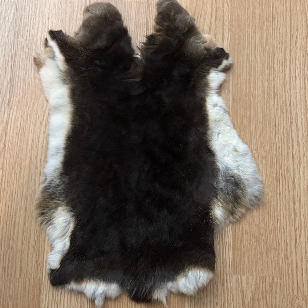 #0056 Brown White Rex Rabbit Fur Pelt Craft Supply